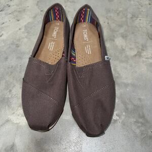 NEW Toms Women's 7 Slip On Flats Canvas Recycled Shoes Dark Gray